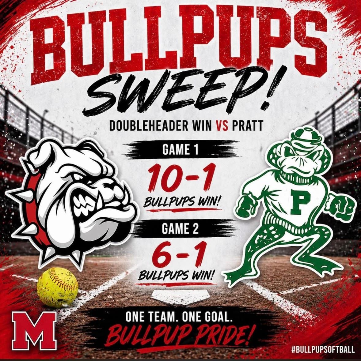 Bullpups sweep Pratt in varsity girls softball doubleheader