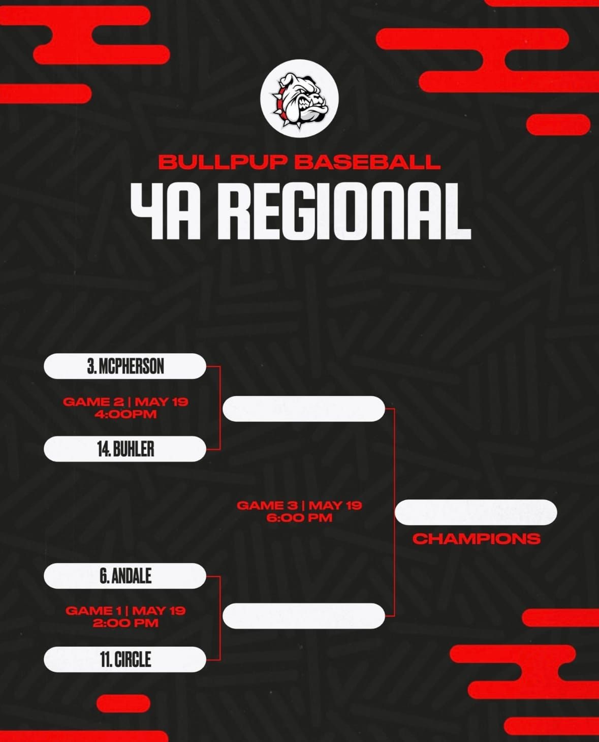 Bullpups Baseball Varsity Boys Host 4A Regional Tuesday