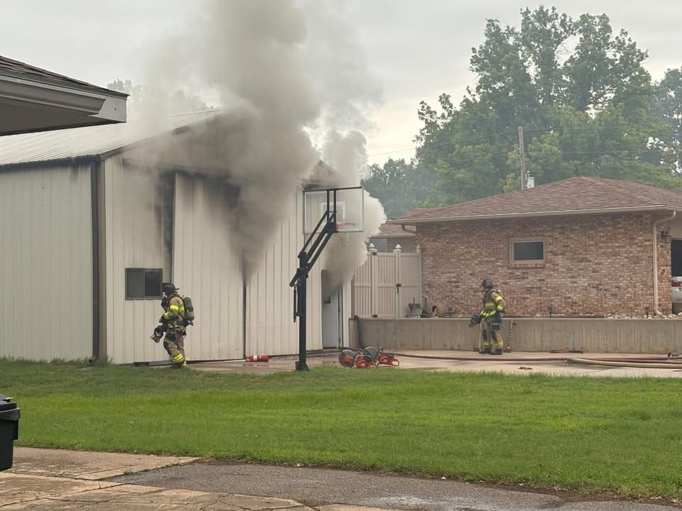 Hutchinson Fire Department battles heavy shop fire at 5903 N. Cactus Drive