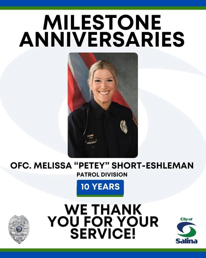 Salina honors veteran police officer for milestone anniversary
