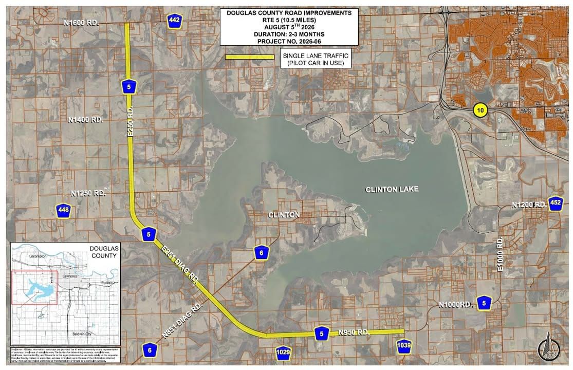 Clinton Lake outer road drops to one lane Aug. 5 for months of resurfacing
