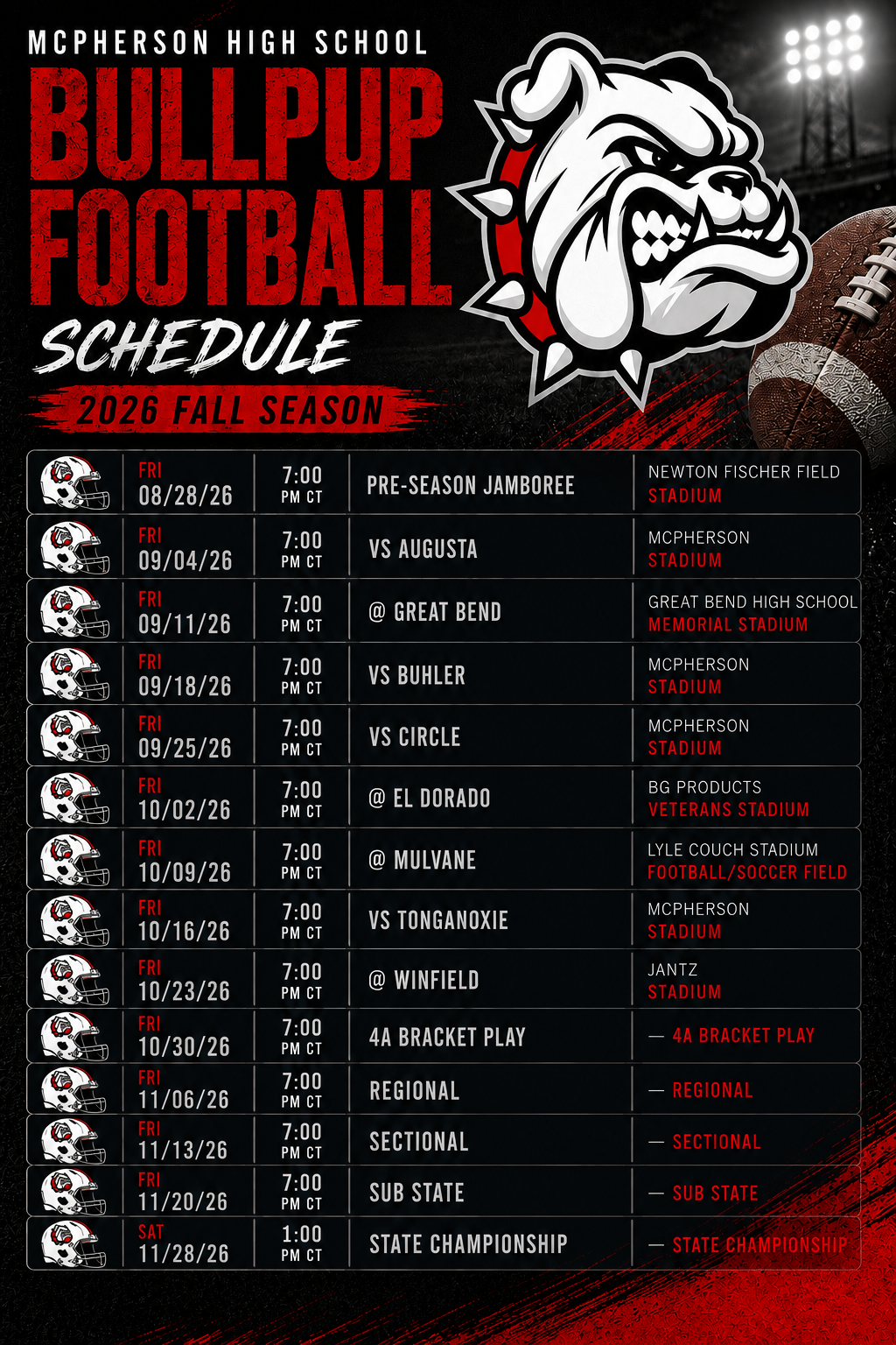 Bullpups varsity football unveils 2026 schedule