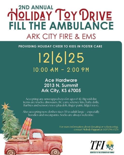 Ark City Fire/EMS to Hold Second Annual Holiday Toy Drive