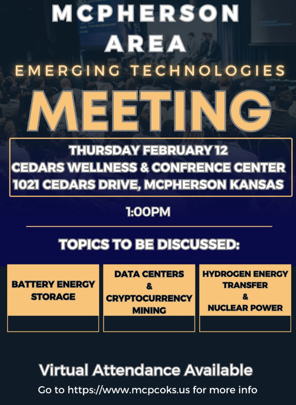 McPherson County to host meeting on emerging energy technologies