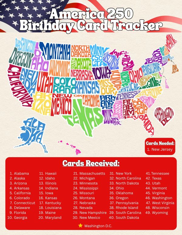 New Jersey greeting card needed to complete McPherson's America 250 map