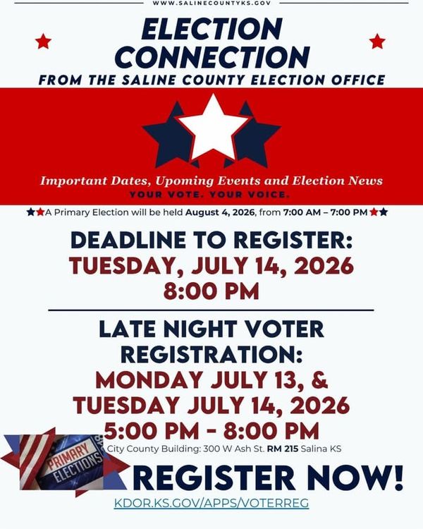 Saline County sets voter registration deadline for Aug. 4 primary