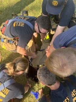 Hutchinson firefighters rescue three ducklings from fairgrounds storm drain