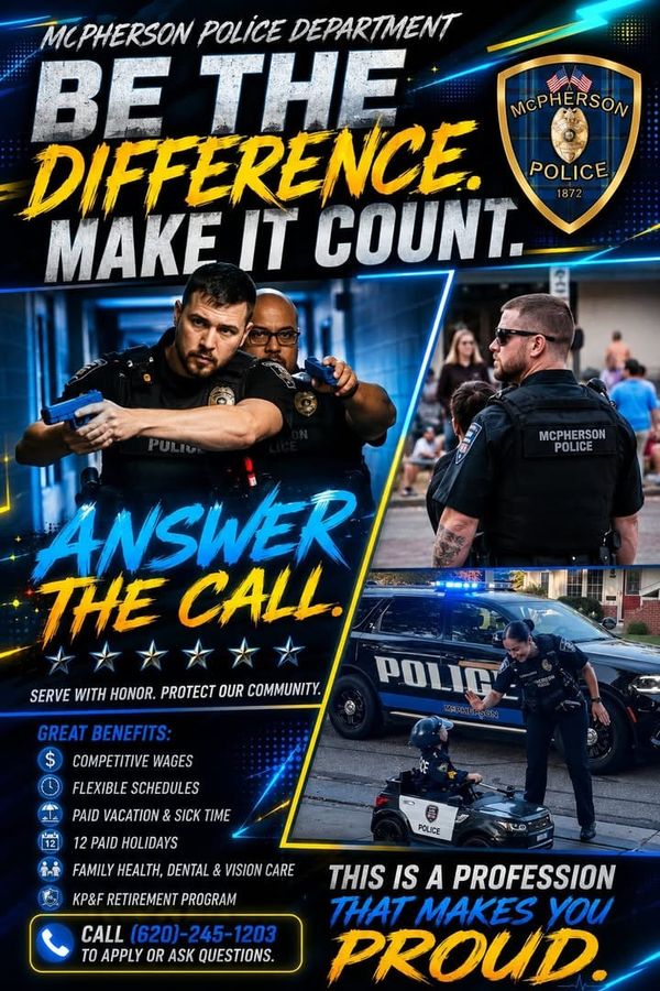 McPherson Police Department seeks new officers to bolster local force