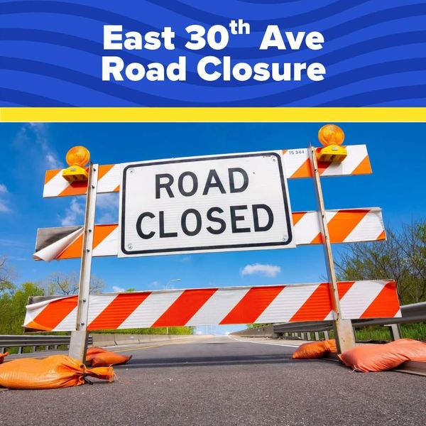 Westbound 30th Avenue closed at K-61 after storm pipe failure raises collapse risk