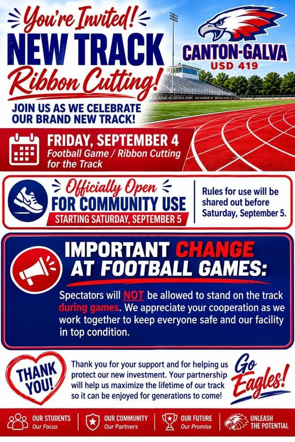 Canton-Galva opens new track to the public Sept. 5 after Friday ribbon cutting