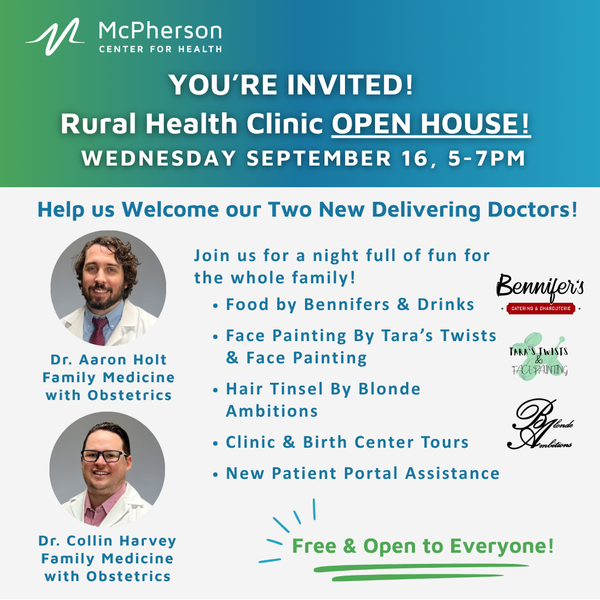 McPherson clinic open house to introduce two new family medicine, obstetrics physicians
