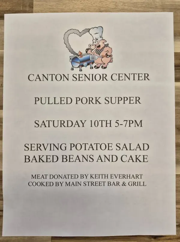 Canton Senior Center to serve pulled pork dinner Saturday, October 10th