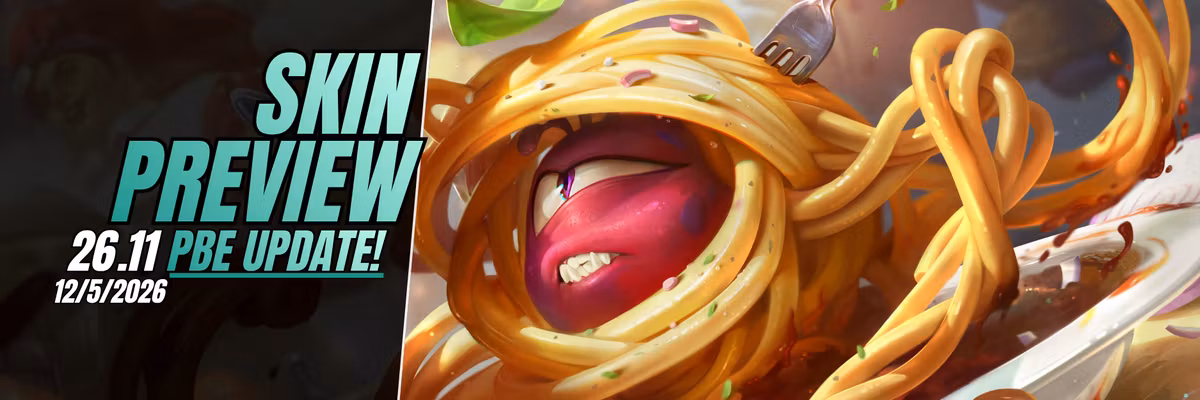 PBE 26.11 Additional Skins: Spaghetti Alla Vel'Koz, Breadsticks Irelia, Pasta Maker Illaoi and Pizza Chef Sion Feature Image