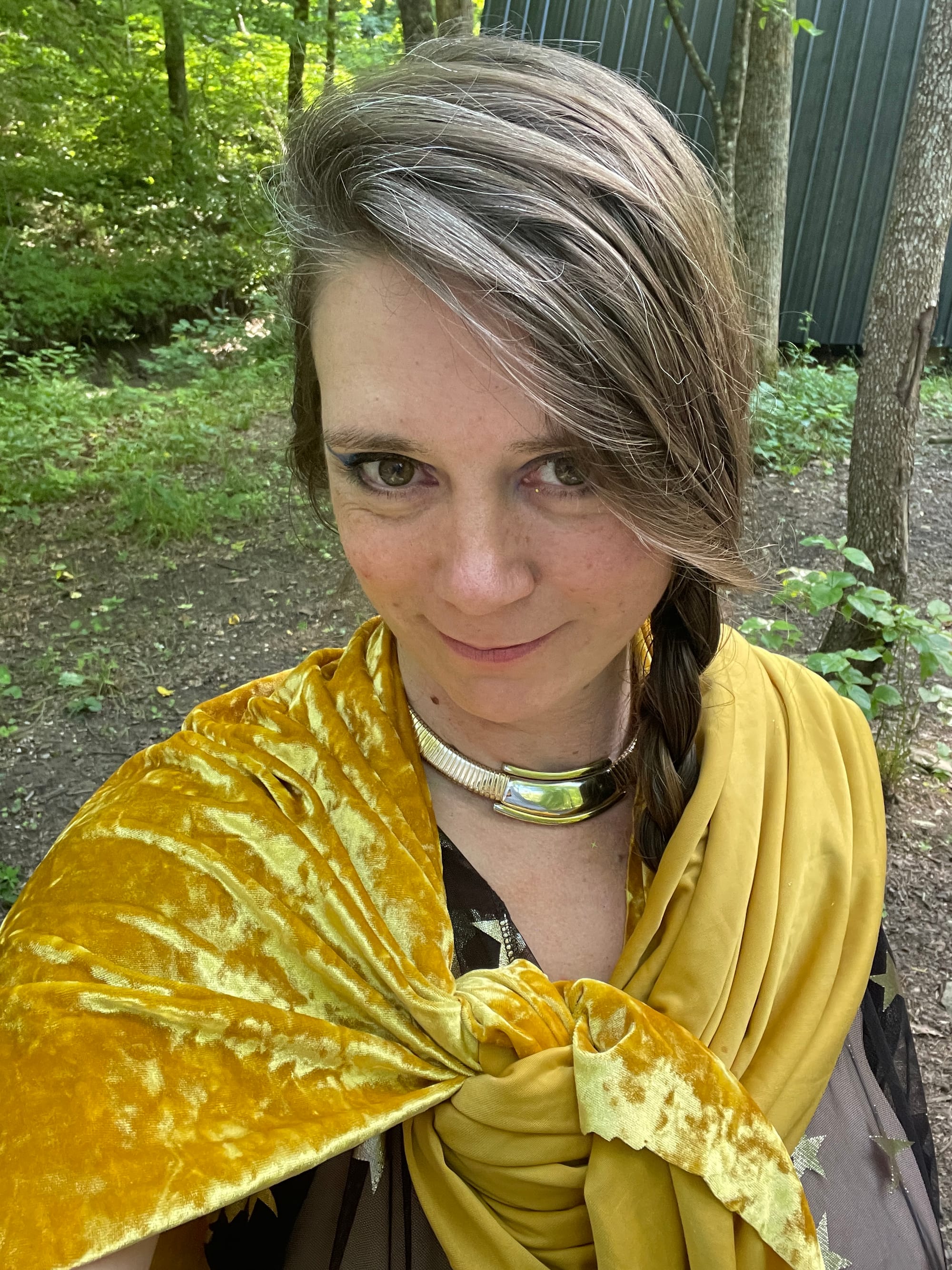Woman with gold shawl
