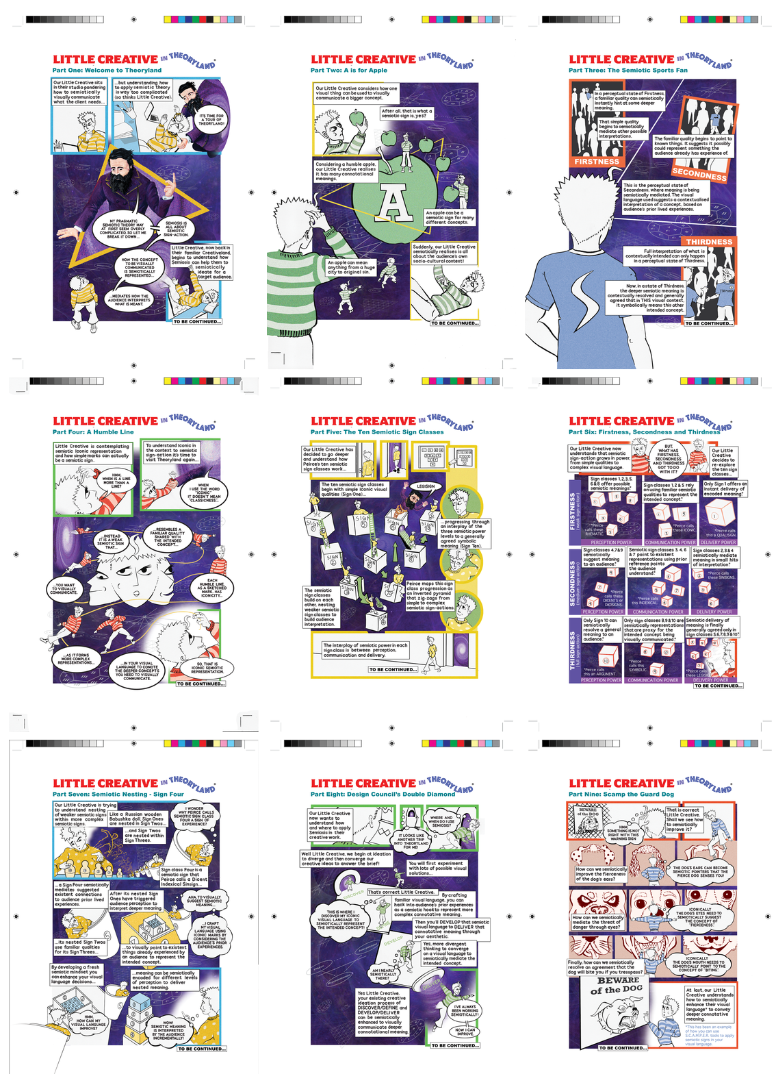 Nine of the ten+ Little Creative in Theoryland® strips available to view in full to Legisigner tier subscribers