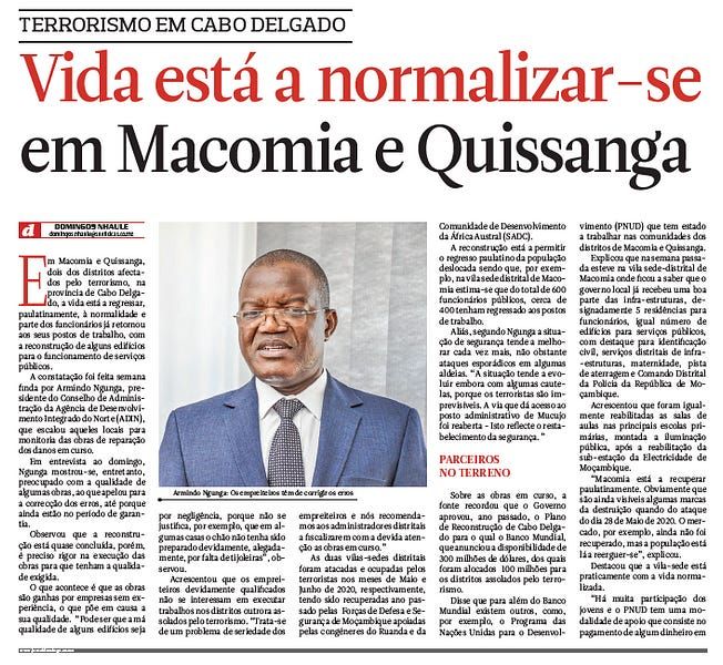 Ex-Renamo guerrillas join police, as opposition denounces cost of living; Local forces in Cabo Delgado ask for food and weapons