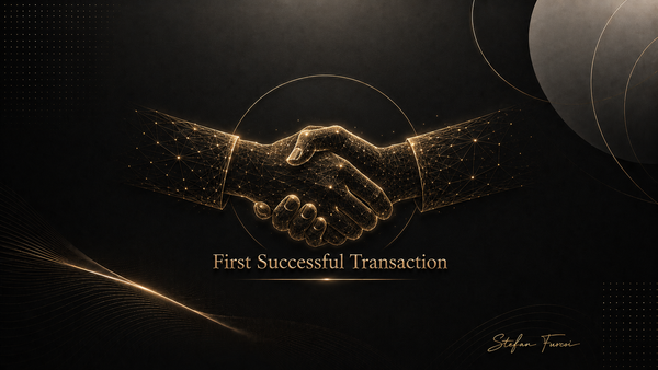 Image depicting web3 activated users shaking hands in a digital environment after a successful transaction
