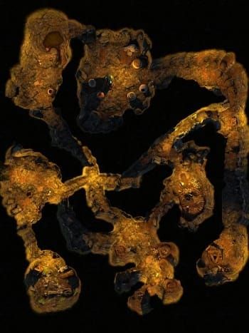 Main map showing cavern areas for a Table Top Role-Playing Game