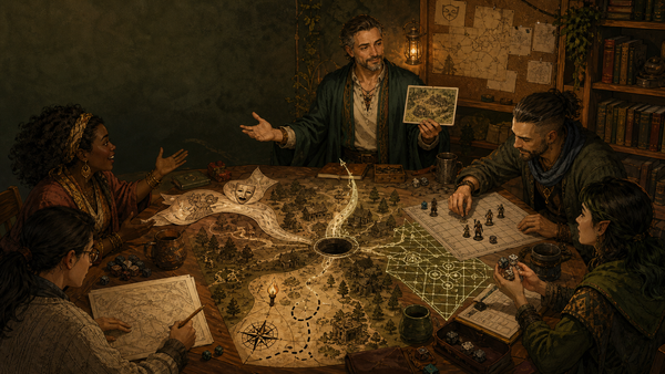 Players sitting around a table playing table top role-playing game TTRPG expecting 3 different styles of play