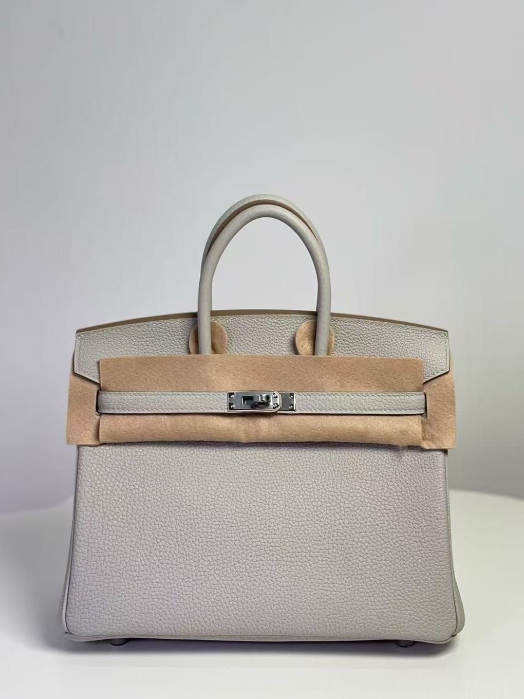 Hermès Birkin 25 Gris Perle（Pearl Grey） Togo Leather Handbag Palladium Hardware