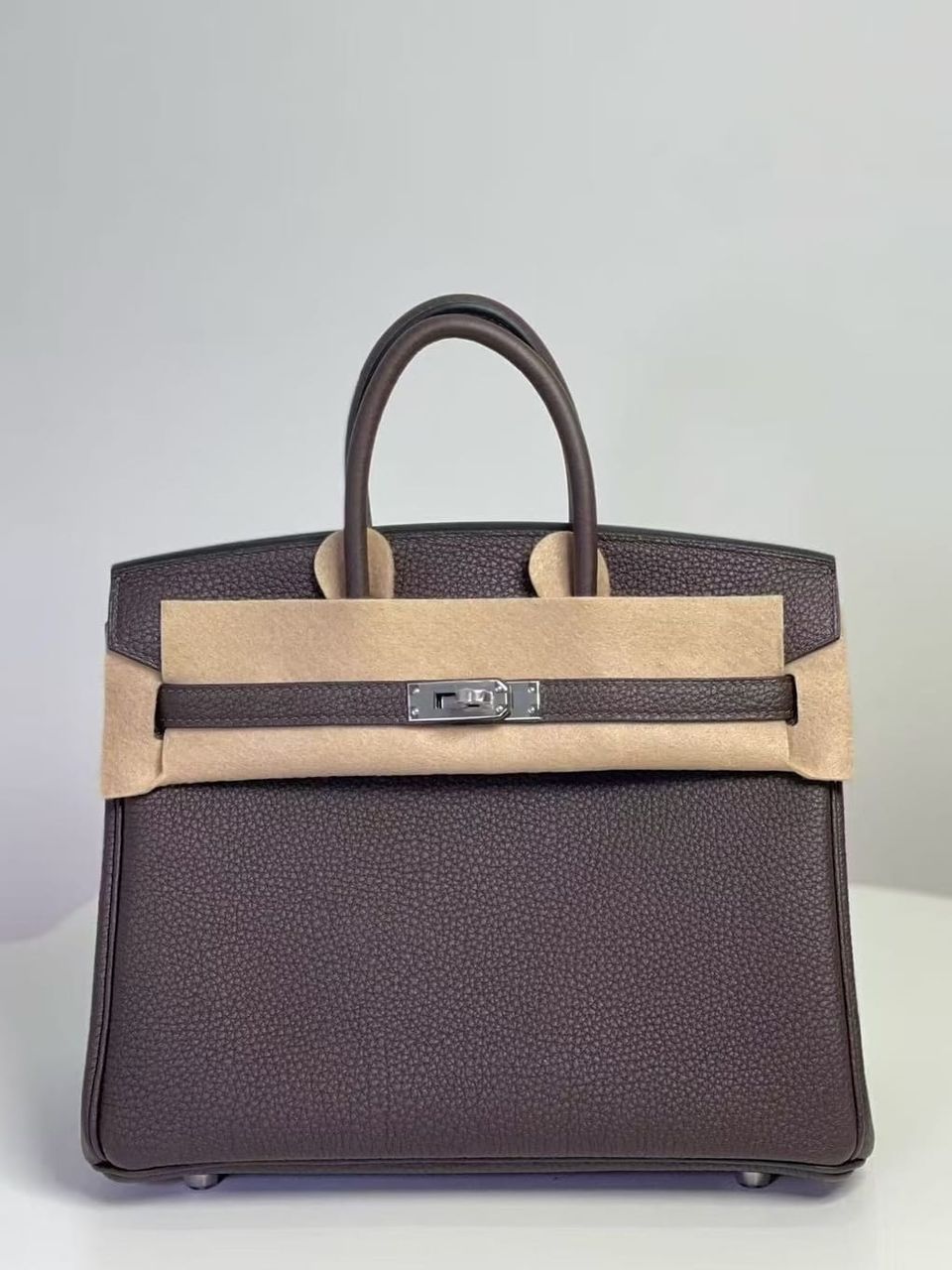 Hermès Birkin 25 Ebony (Ebene)Togo Leather Handbag Palladium Hardware