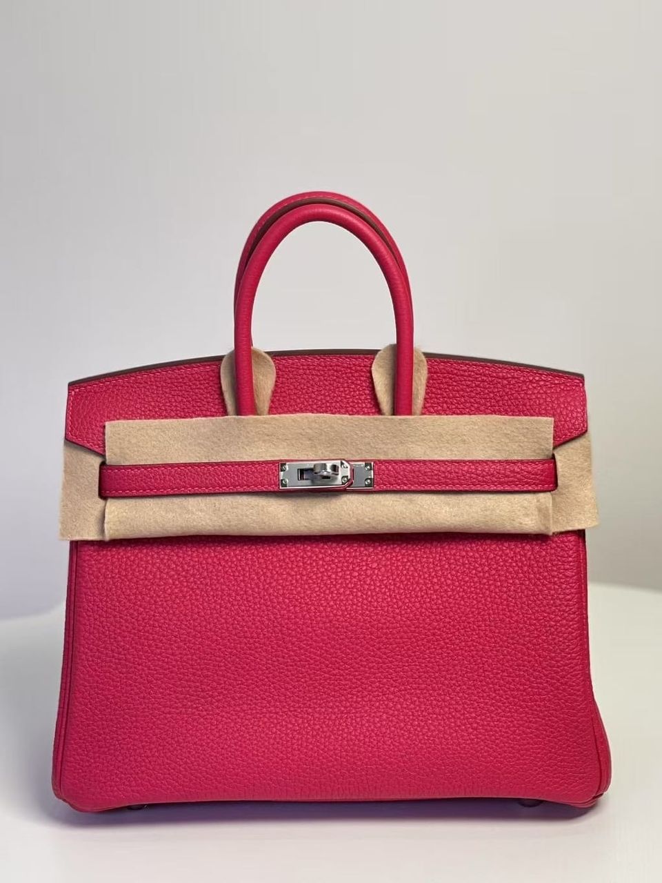 Hermès Birkin 25 Raspberry Red Togo Leather Handbag Palladium Hardware