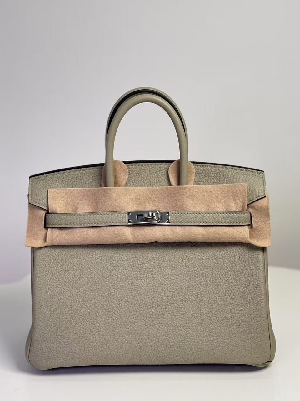 Hermès Birkin 25 Sauge（Sage Green）Togo Leather Handbag Palladium Hardware Q1