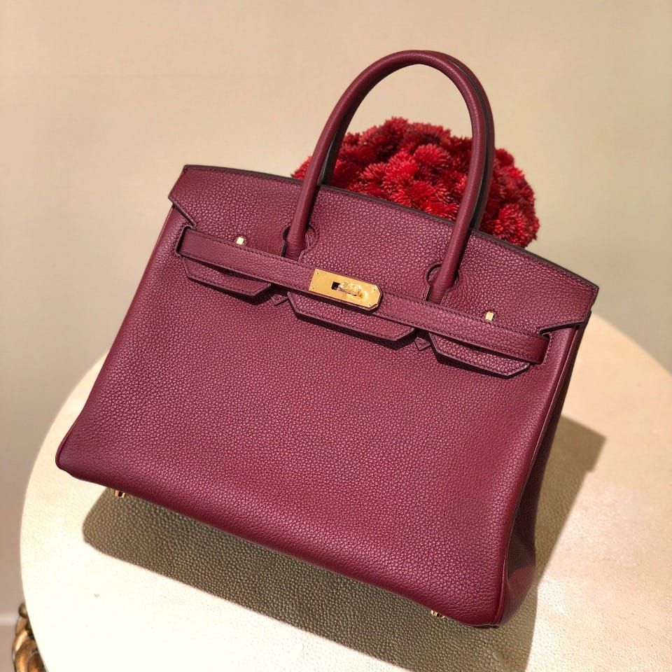 Hermès Birkin 30 Bordeaux Red Togo Leather Handbag Gold Hardware