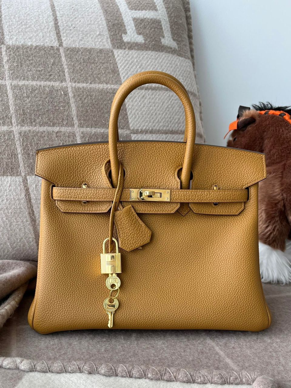 Hermès Birkin 25 Sesame Togo Leather Handbag Gold Hardware