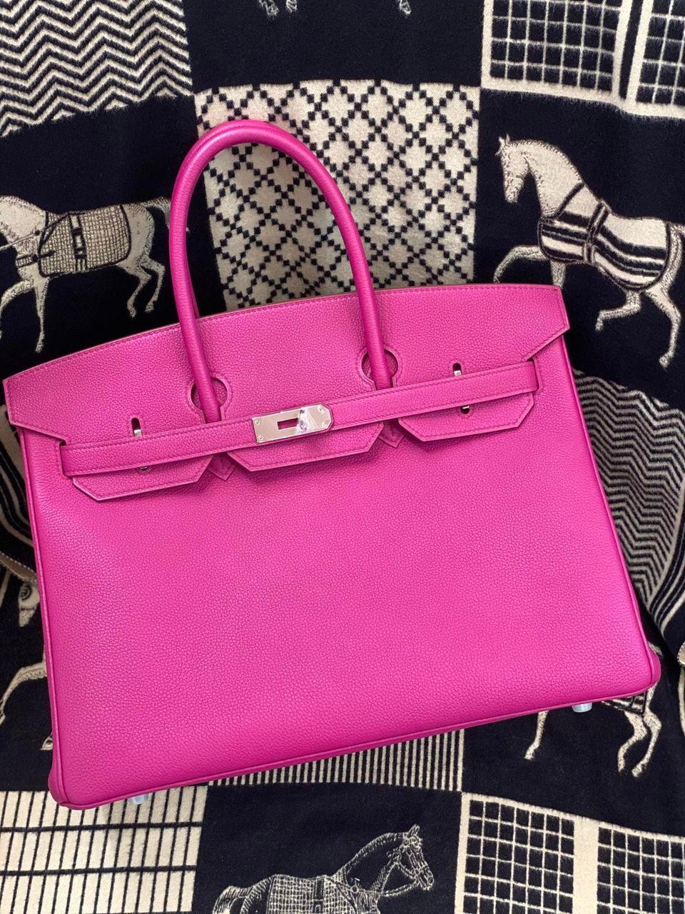 Hermès Birkin 35 Rose Pourpre Togo Leather Handbag Palladium Hardware