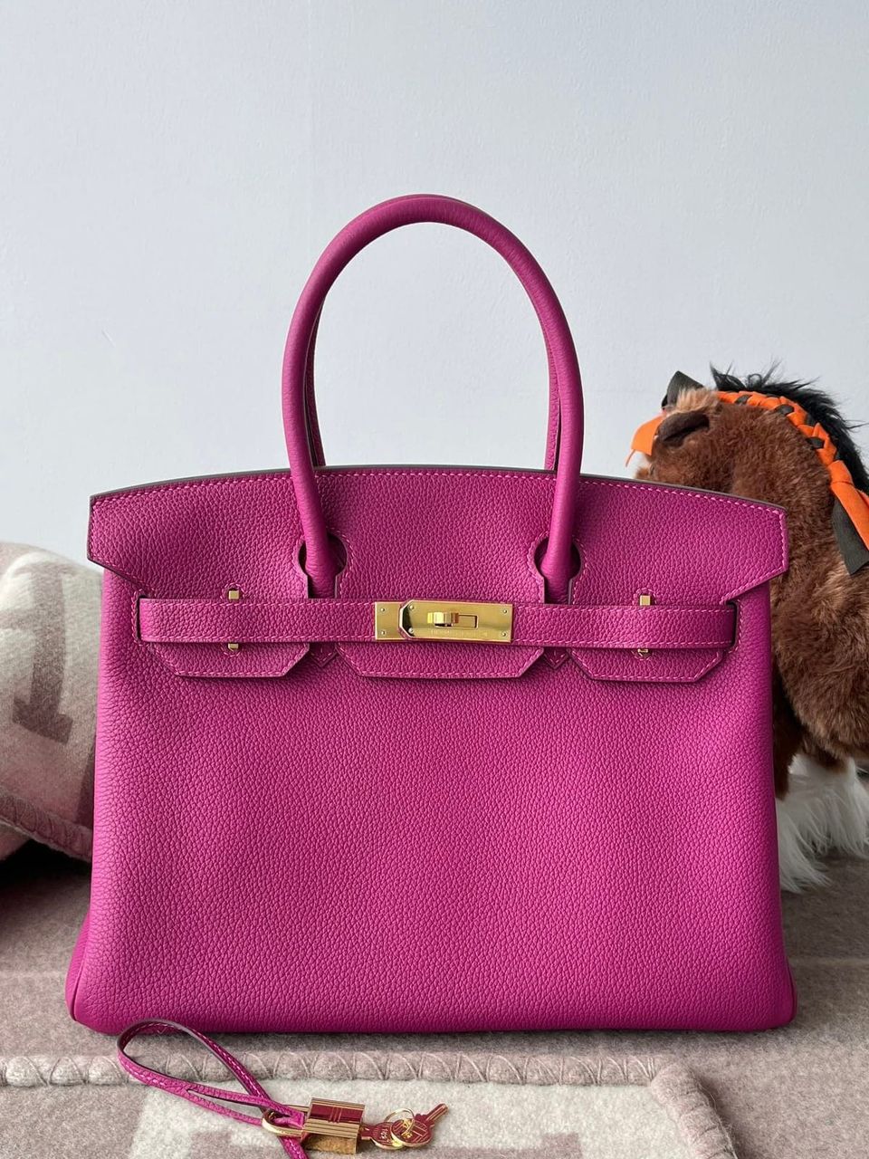Hermès Birkin 30 Rose Pourpre Togo Leather Handbag Gold Hardware