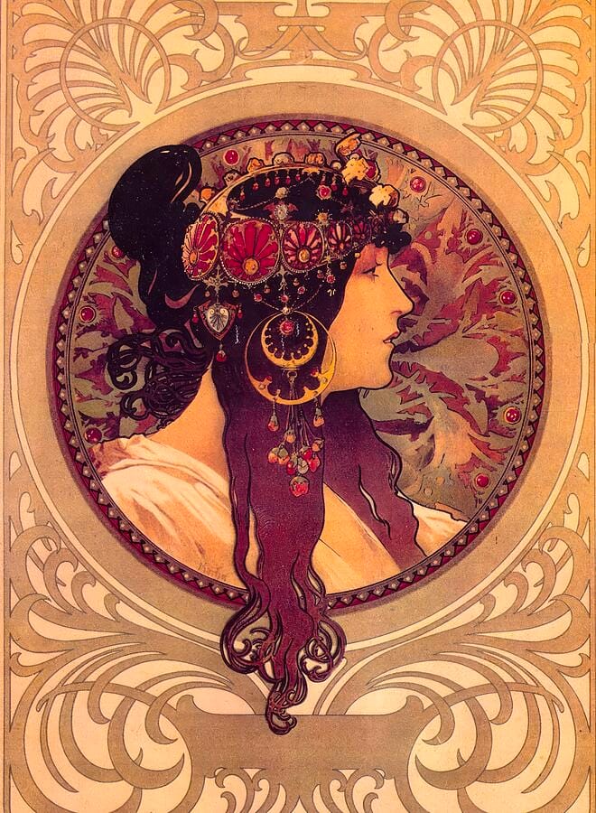 Byzantine Head: The Brunette by Alphonse Mucha