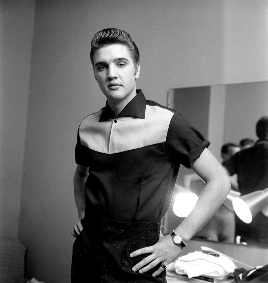 Elvis Presley backstage at the Milton Berle Show, 1956 — Michael Ochs Archives.