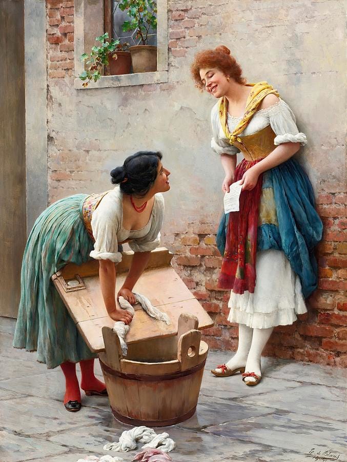 Sharing the News by Eugene de Blaas