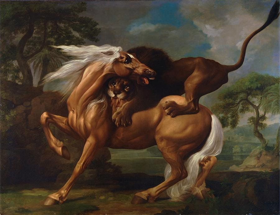 A Lion Attacking a Horse — George Stubbs