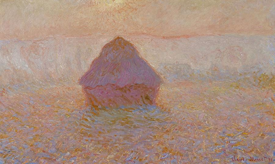 Grainstack, Sun in the Mist, 1891 — Claude Monet. One stack, painted about twenty-five times.
