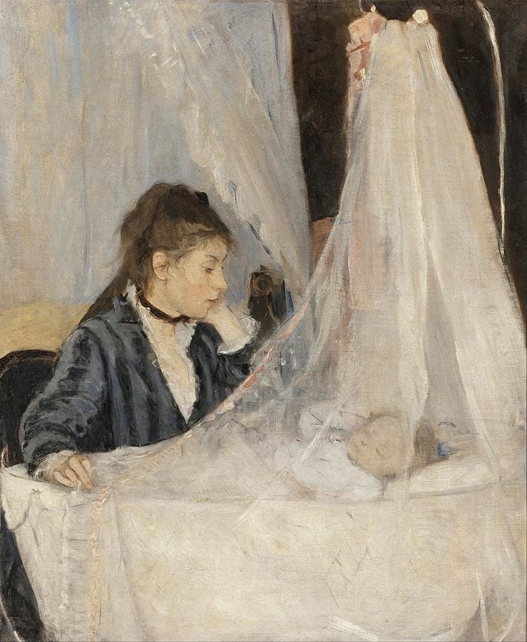 The Cradle (1872) — Berthe Morisot, shown at the first Impressionist exhibition in 1874.