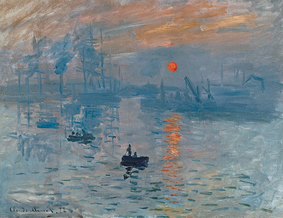 Impression, Sunrise (1872) — Claude Monet. The title a critic turned into the name of a movement.