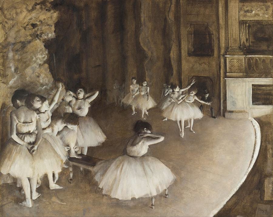 The Rehearsal of the Ballet on Stage by Edgar Degas