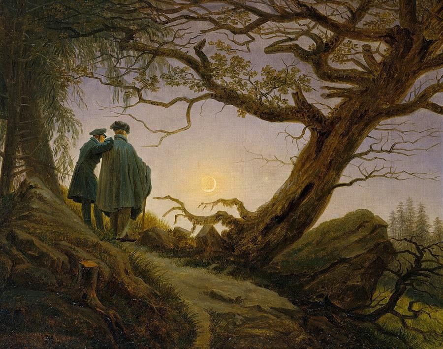 Two Men Contemplating the Moon — Caspar David Friedrich, c. 1825–30 (Metropolitan Museum of Art)