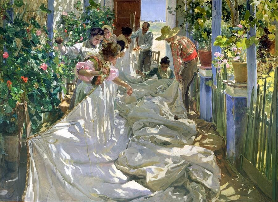 Mending the Sail by Joaquín Sorolla