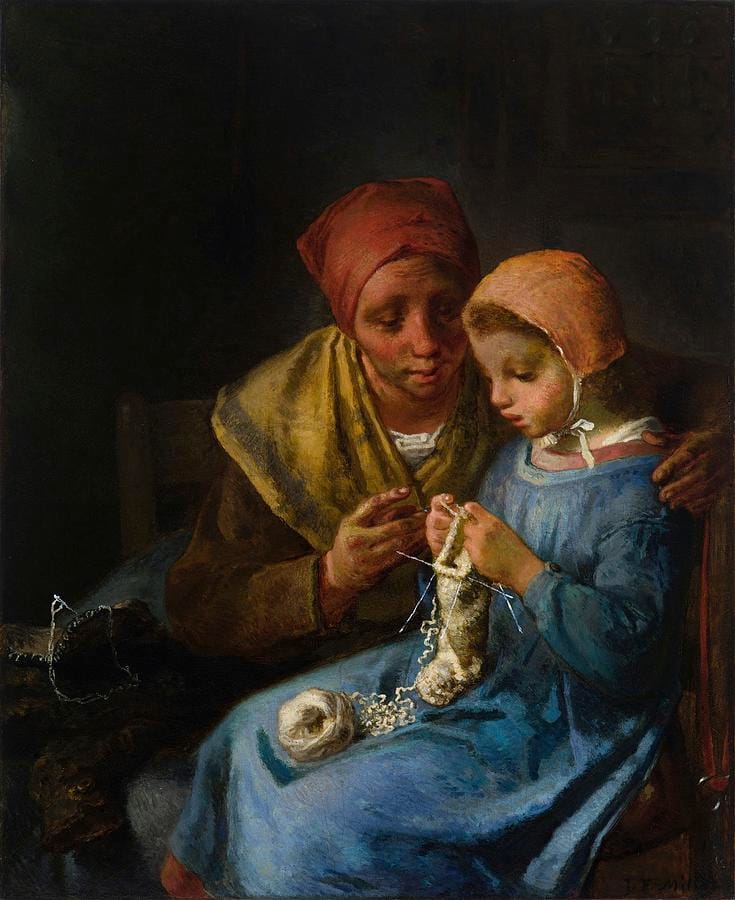 The Knitting Lesson by Jean-François Millet
