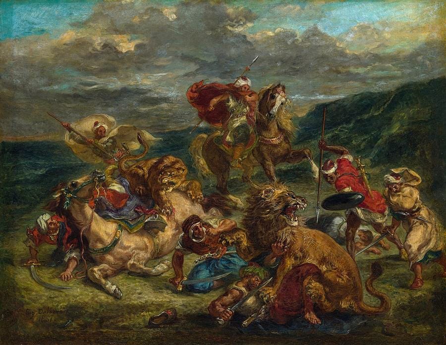 Lion Hunt by Eugène Delacroix