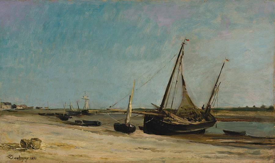Boats on the Seacoast at Étaples by Charles-François Daubigny