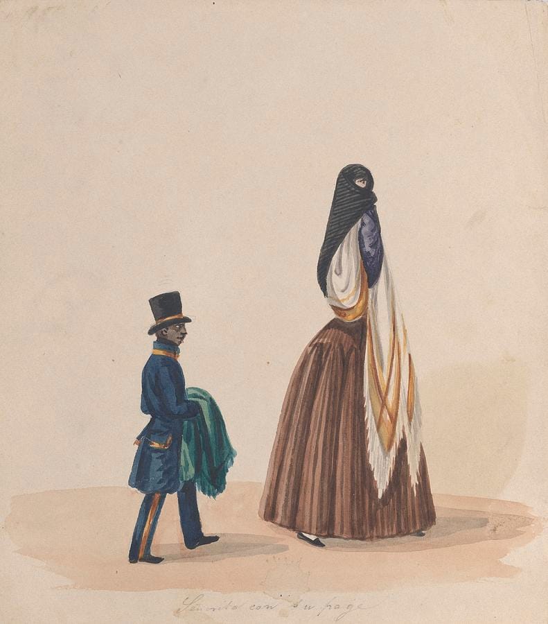 An Elegantly Dressed Woman and Her Page by Francisco Fierro