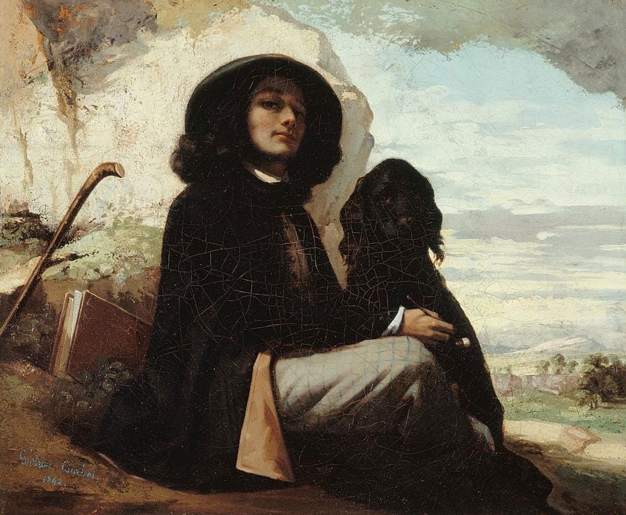 Self-Portrait with a Black Dog by Gustave Courbet