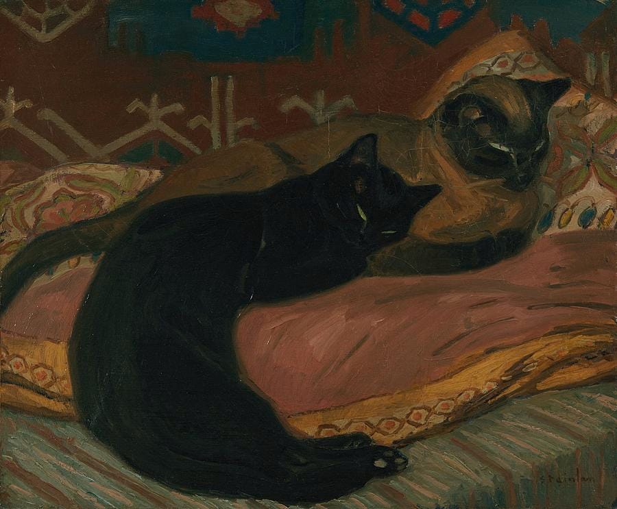 Deux Chats Couchés sur un Canapé by Théophile Alexandre Steinlen