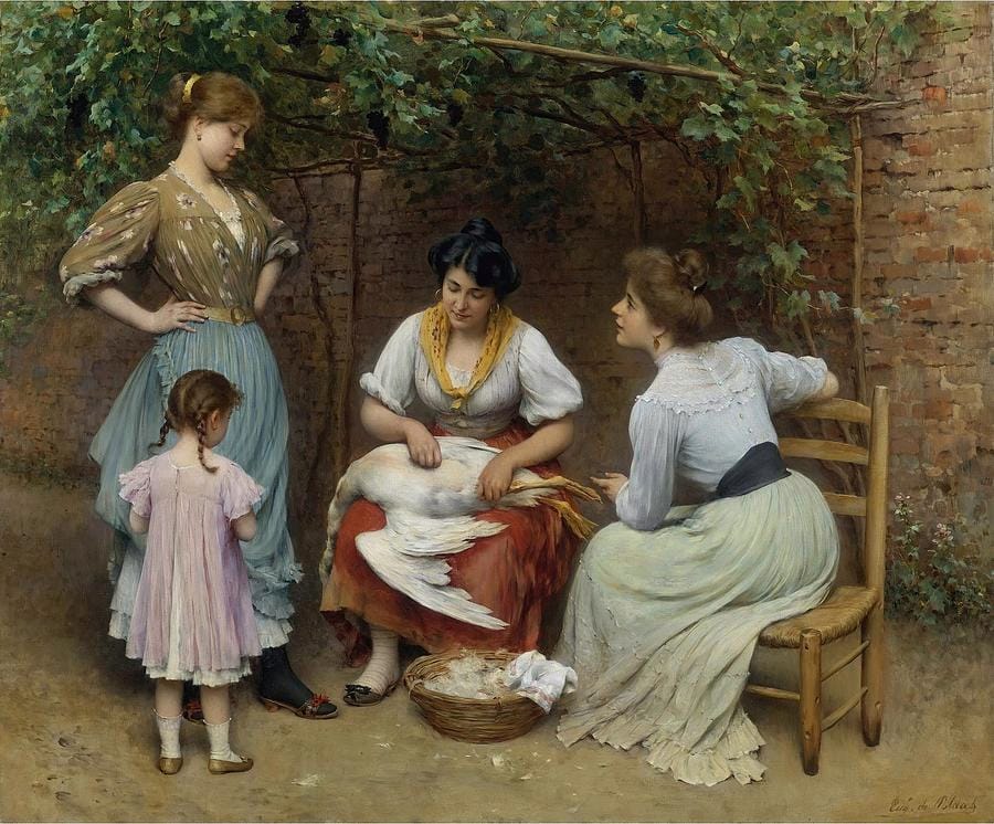Goose Plucking by Eugene de Blaas