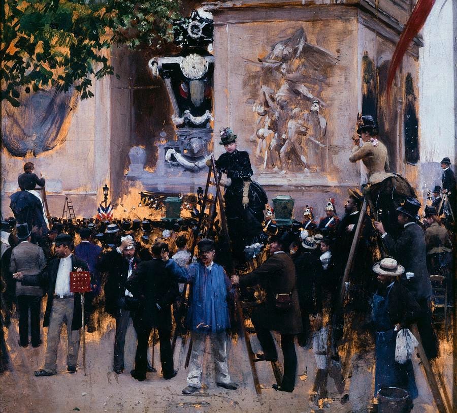 Les Funérailles de Victor Hugo, Place de l’Étoile by Jean Béraud