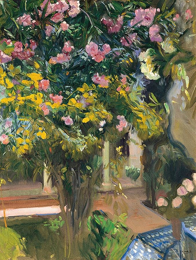 Oleanders, the Courtyard of the Artist’s Home by Joaquín Sorolla